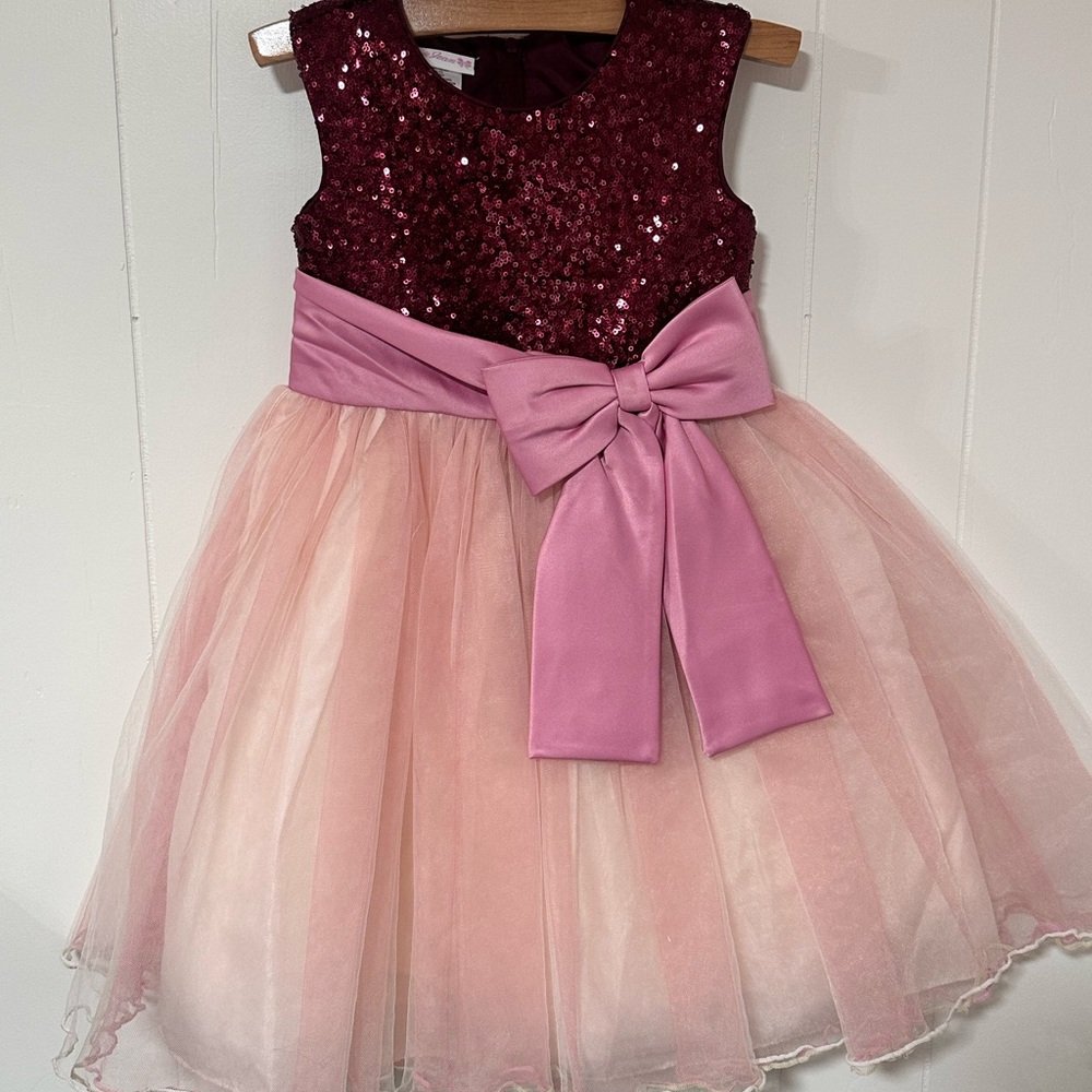 Bonnie Jean Burgundy and Pink Sequin Dress